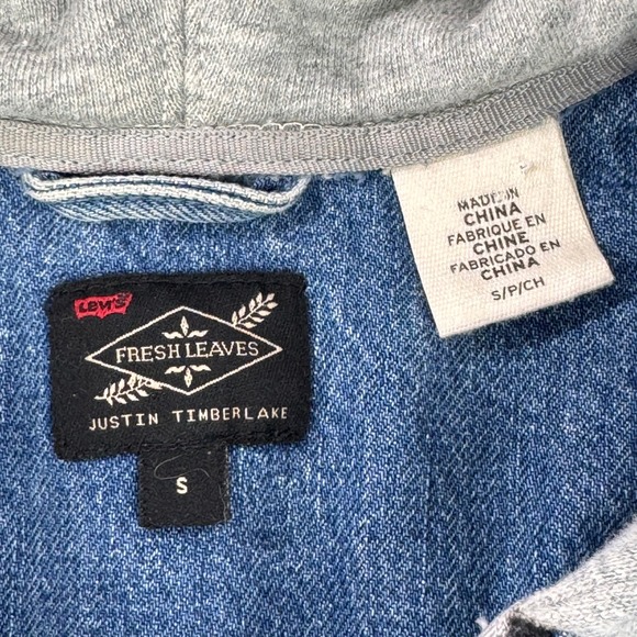 Levis Justin Timberlake Fresh Leaves Denim Western Zip Hooded Shirt Jacket Small - Picture 2 of 8